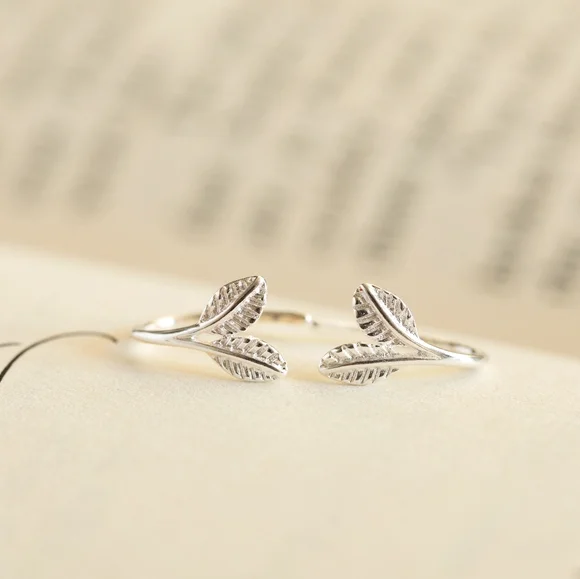 Frosted Leaf Earrings - Only 2 left! - Picture 2 of 10